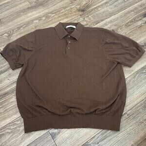 Buck Mason Knit Polo Shirt Men’s XL Brown Short Sleeve Button Preppy Casual